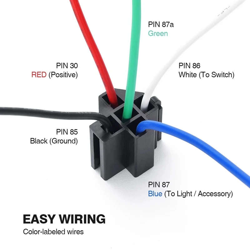6PCS 5-Pin SPST Automotive Electrical Relay 12V 30A Car Fuse Relay Switch Wiring Harness