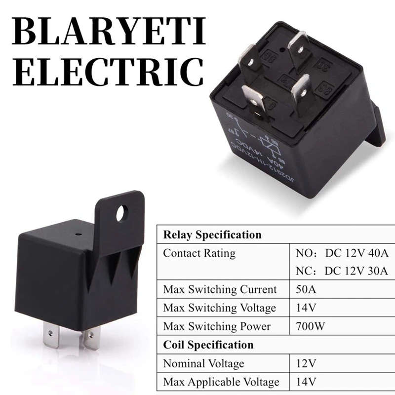 5Pcs 12V 40 Amp 4 Pin with Wires Car SPDT Automotive Relay DC with Harness Socket JD1912