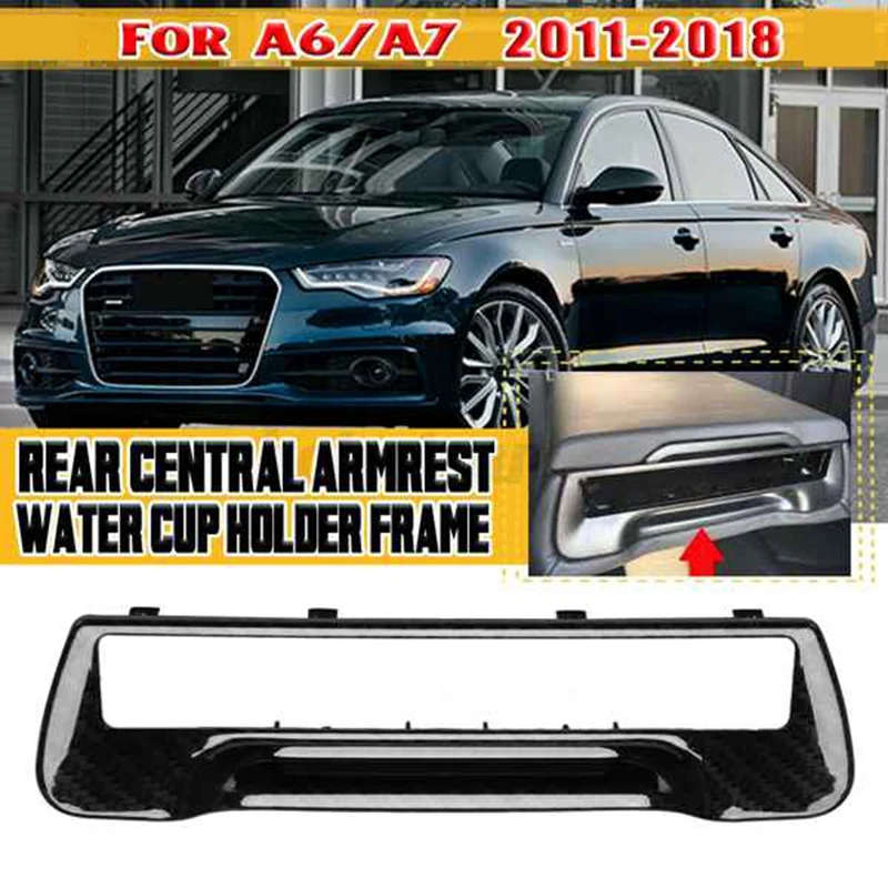 Car Rear Armrest Cup Holder Surround Trim Set Black Fit for- A6 / A7 2011-2016 8P0885995B 6PS