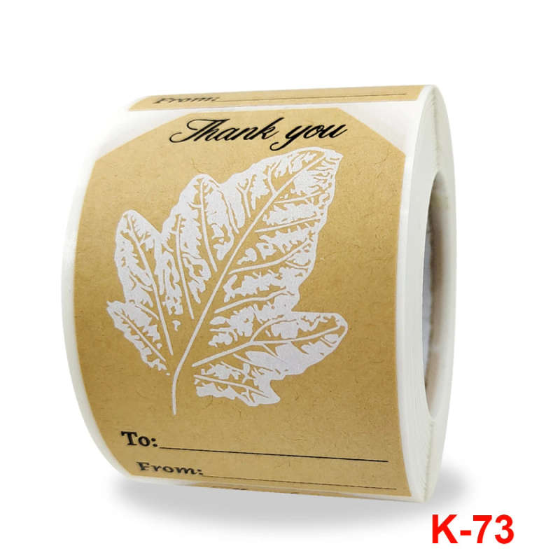 1pcs Gold Leaves 5x7.5cm Kraft Paper Thank You Stickers Seal Labels Ref 04