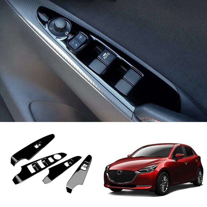 Car Window Glass Lifter Switch Panel Window Lifter Switch Decorative Cover for Mazda 2 2019-21 RHD
