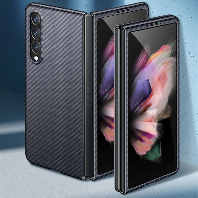 Luxury Pure Carbon Fiber Case for Samsung Galaxy Z Fold 3 Ultra-thin Aramid Fiber Fold 3 P