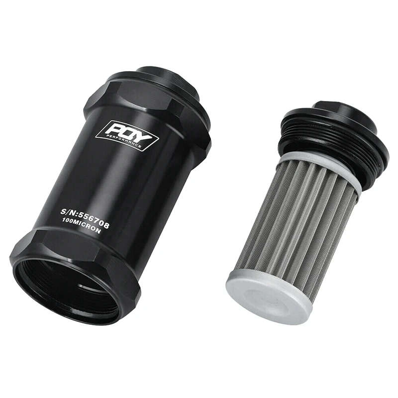 Inline Fuel Filter E85 Ethanol Inlet 8 an Outlet Bracket 100 Micrometre Elements