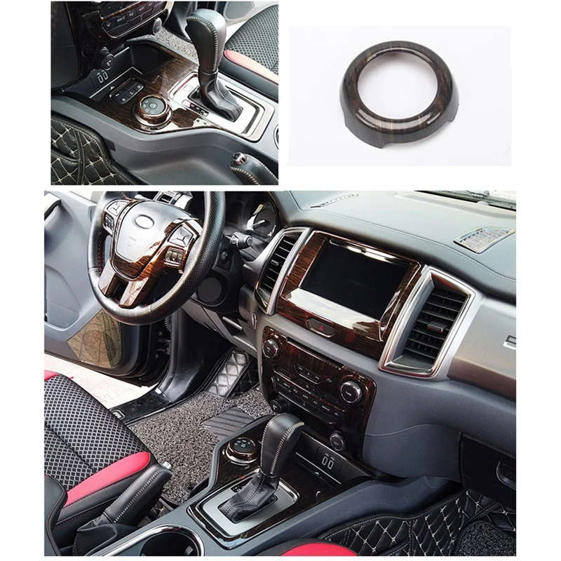 Wood Grain for Ford Ranger Everest Endeavor 2015+ Gear Shift Knob Switch Button Panel Cover Trim