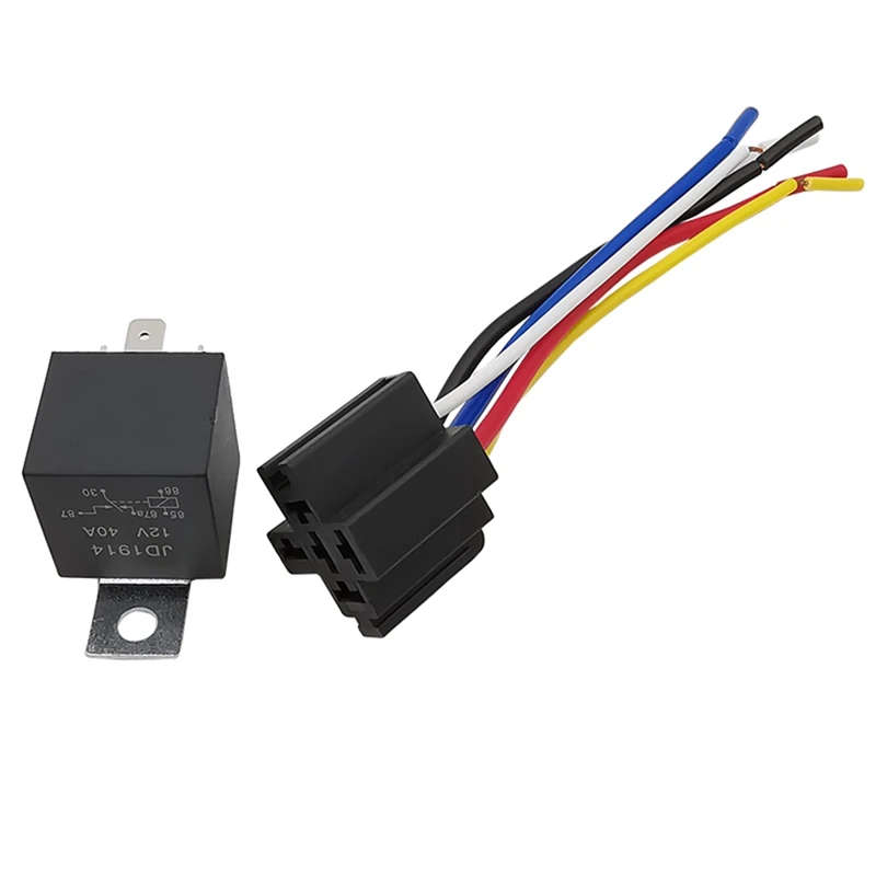JD1914 Automotive Relay Harness Set 5-Pin 40A 12V SPDT with Interlocking Relay Socket