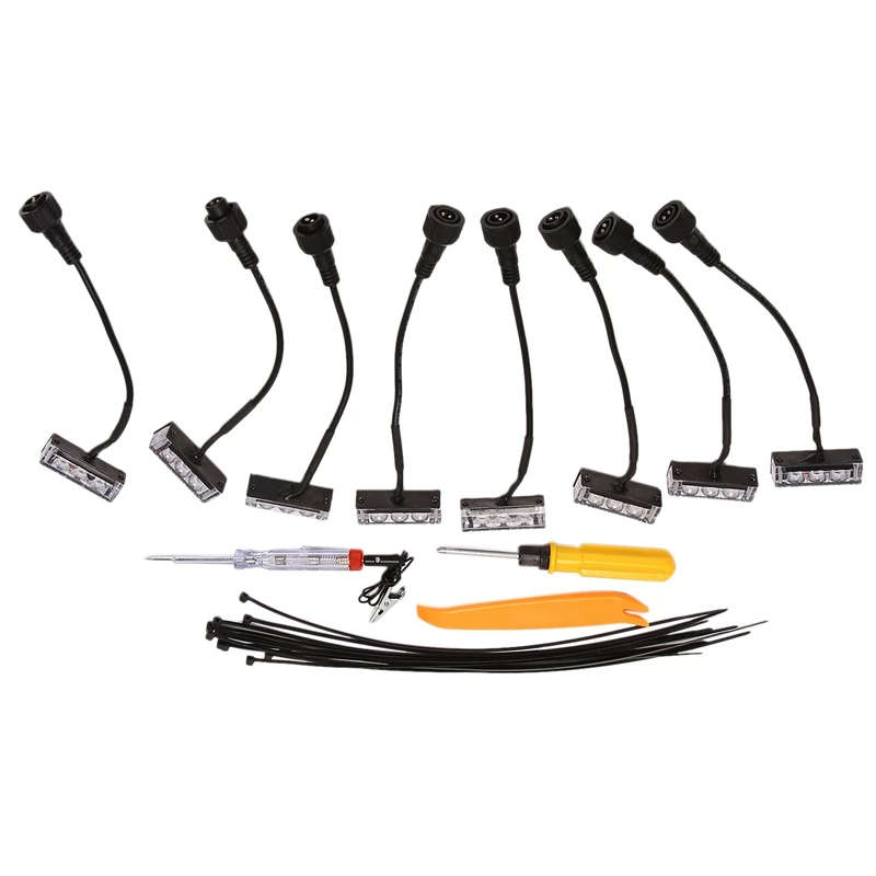 8PCS Car Front Grille LED Lights, for Toyota RAV4 2020 2021 DRL External Grille Driving Lamps