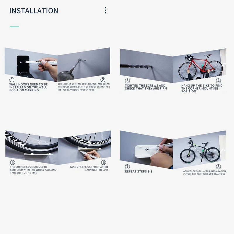 Bicycle Wall Mount Up to 25KG Capacity Pedal Hook Wheel Bracket