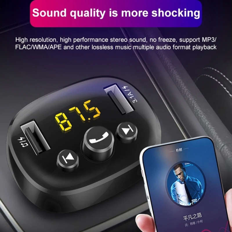 Car MP3 Player Multi-functional Smart Dual USB Bluetooth Hands-free Receiver Compatible
