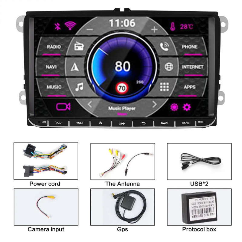 2din Android For Volkswagen Golf Polo rapid octavia Radio Tiguan Passat b7 Car Multimedia Player