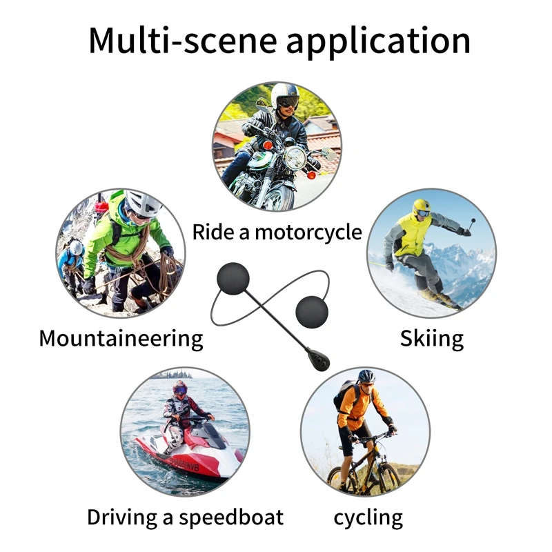 2.4GHz Wireless Motorcycle Motorbike Helmet Riding Intercom Bluetooth 5.0 Headset Hands Free Call