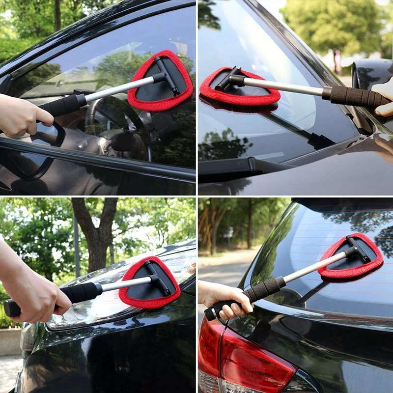 5 in 1 Windshield Cleaning Tool Microfiber Car Interior Window Cleaner with Extendable Handle