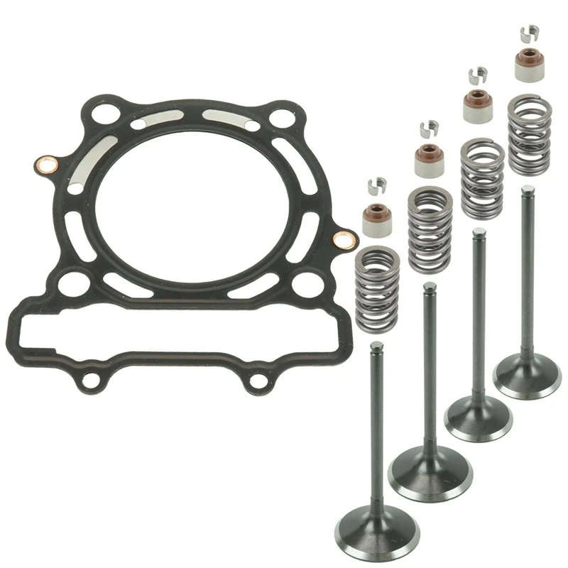 Cylinder Head Gasket and Intake Exhaust Valve Kit CE0192XK156LL for Kawasaki KX250F 2009-2016