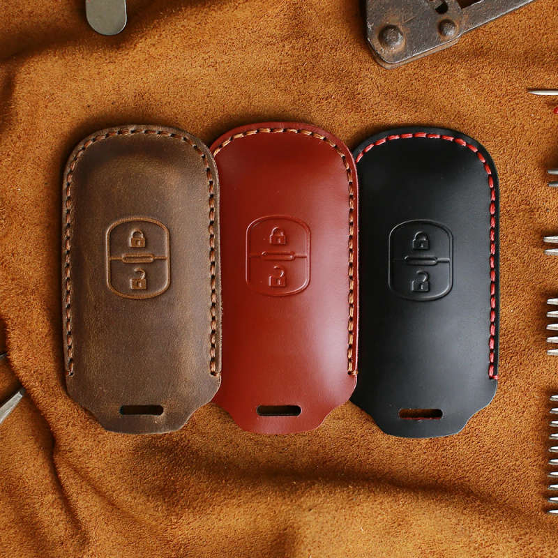2/3 Buttons Leather Smart Car Remote Key Case Cover For Mazda 2 3 6 Axela Atenza CX-5 CX5 CX-7 CX-9