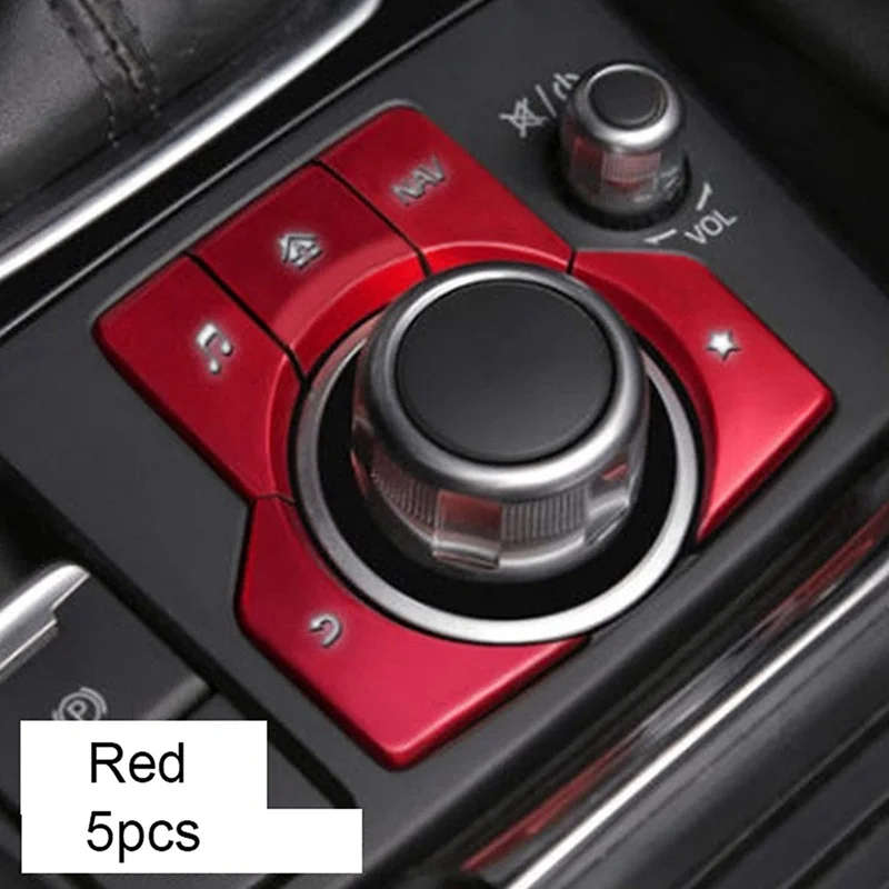 Car Aluminum Multimedia Button Cover Frame Trim Sticker for Mazda 3 Axela CX-4 CX-5 LHD Accessories