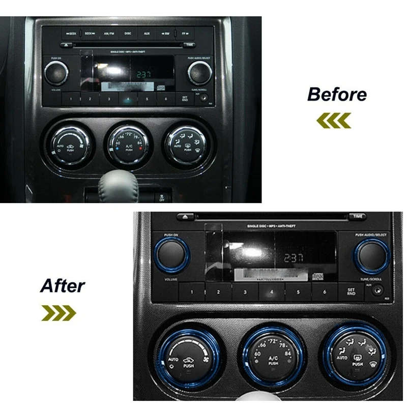 Air Conditioner & CD Switch Knob Trim Ring Cover for Dodge Challenger 2009-2014 5Pack