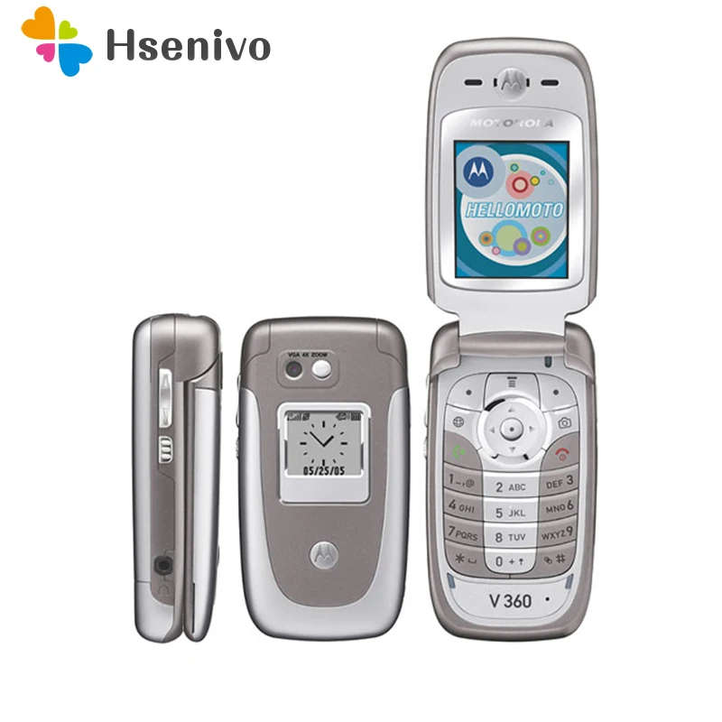 Motorola V360 Refurbished Unlocked Flip GSM Mobile Phone Video recorder cell phone with Ru