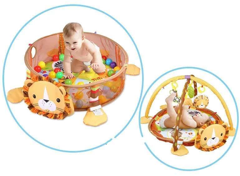 3 In 1 Baby Play Mat Round Lion Turtle Crawling B