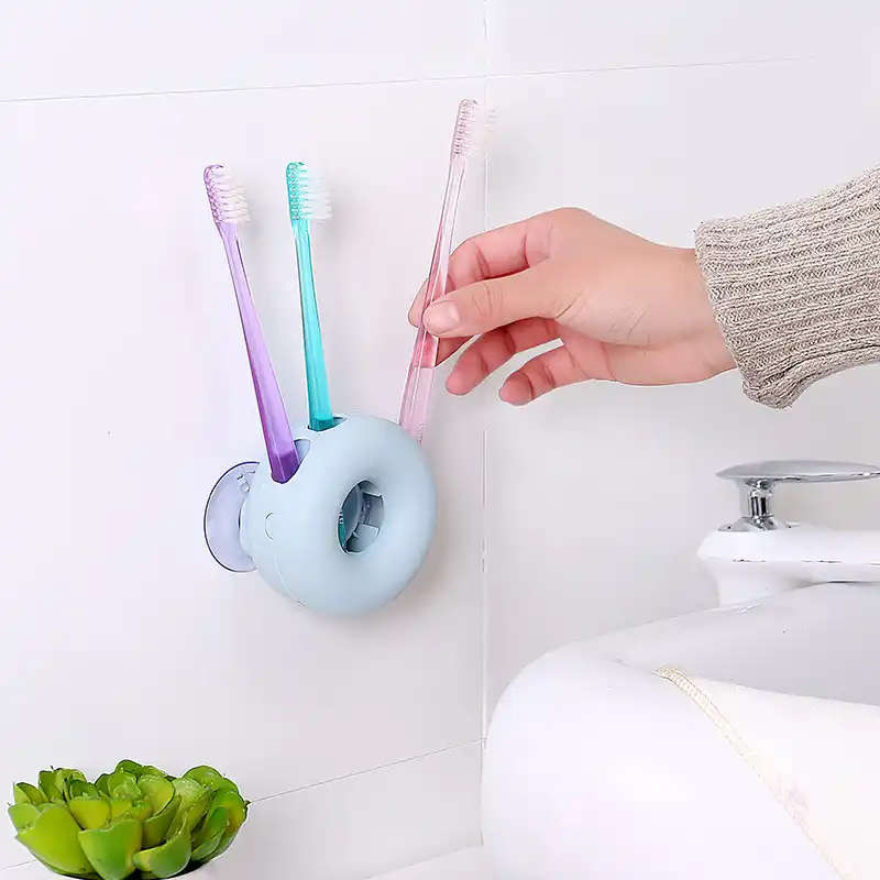 Lemonbest Cartoon Sucker Donut Toothbrush Holder Wall Suction Hook Tooth Brush Holder Home Decor For Kids Bathroom Accessories