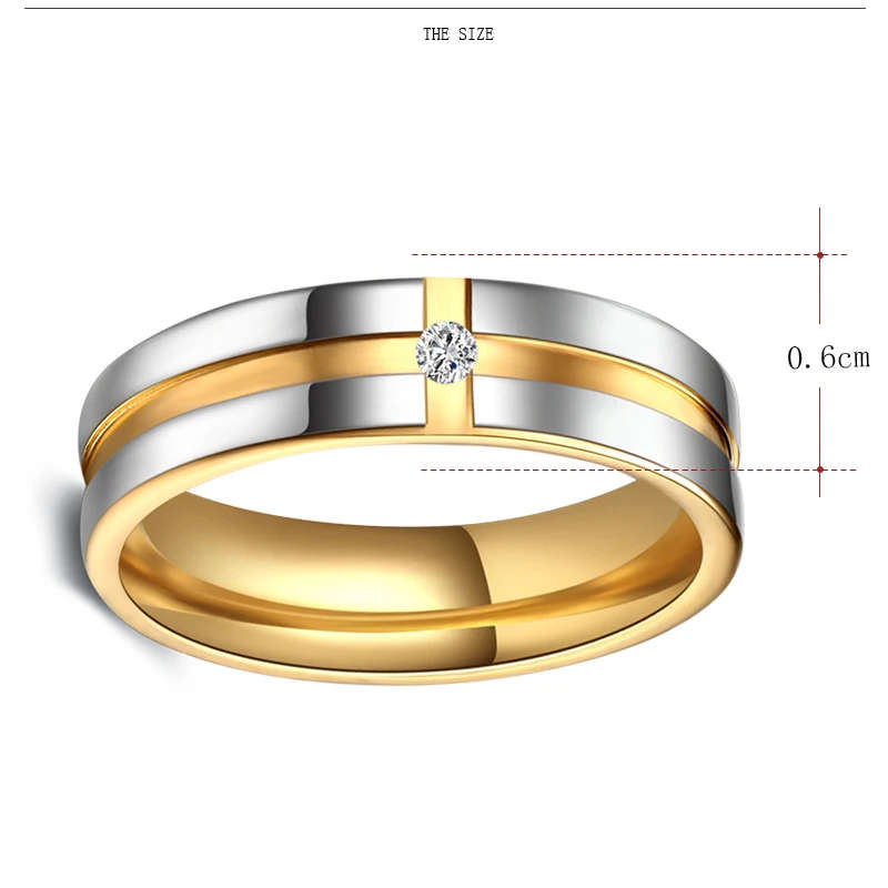 Genuine Stainless Steel Ring Gold Color Size 7 - WILL NOT FADE