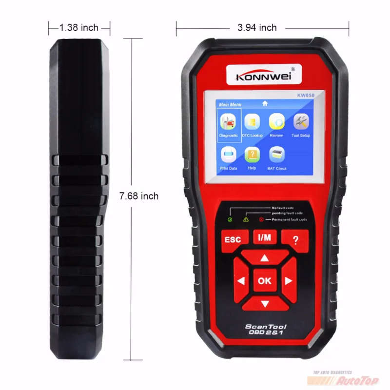 2018 Best OBD 2 Autoscanner OBD2 Scanner KONNWEI KW850 Full ODB2 Scanner Supports Multi-languages