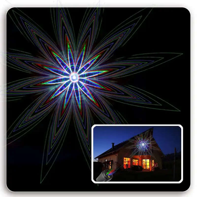 Proyector lser de estrellas de Navidad ligera con luz, 24 patrones, efecto de proyector con movimiento remoto, impermeable, al aire libre para jardn, csped decorativo de Navidad