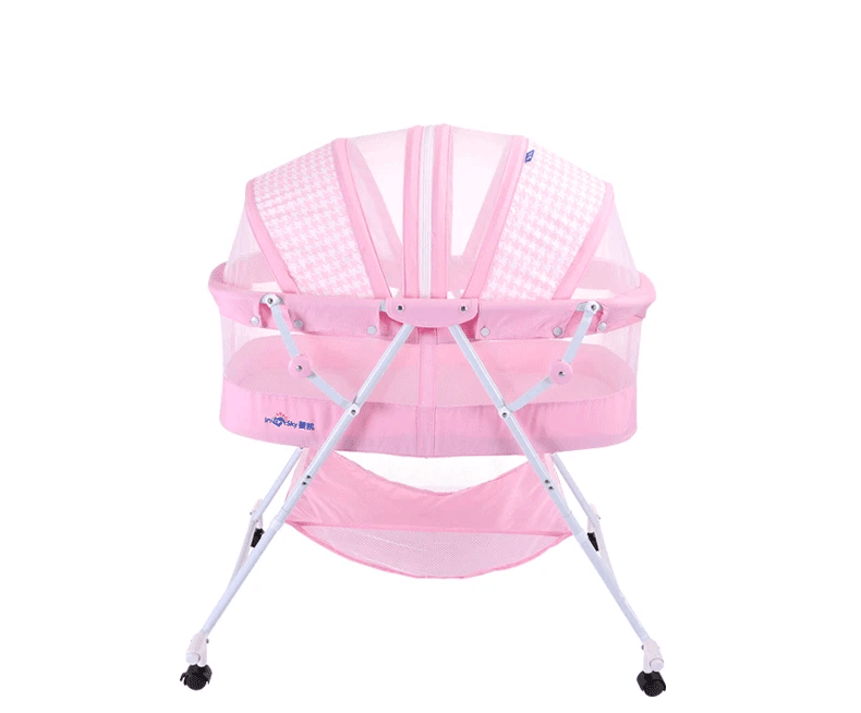Baby Sleeper Mental Baby Crib Portable Cradle Bed Multifunctional Child Rocking Bed Folding with Bel