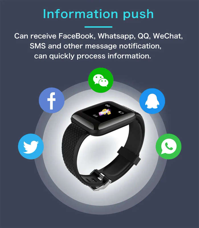5-130442- Smart Bracelet Blood Pressure Measurement Waterproof Fitness Tracker Watch Heart Rate Monitor Pedometer Smart Band Women Men