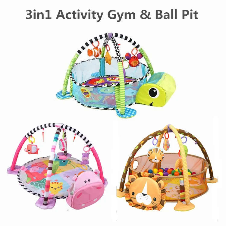 3 In 1 Baby Play Mat Round Lion Turtle Crawling B