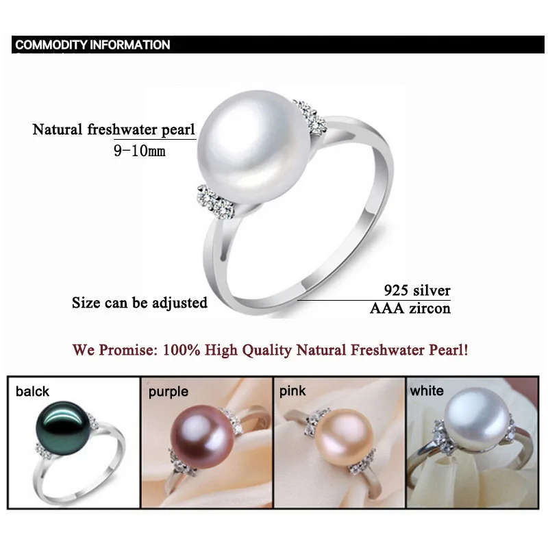Genuine Natural Freshwater Pearl 925 Sterling Silver Genuine Ring - Adjustable