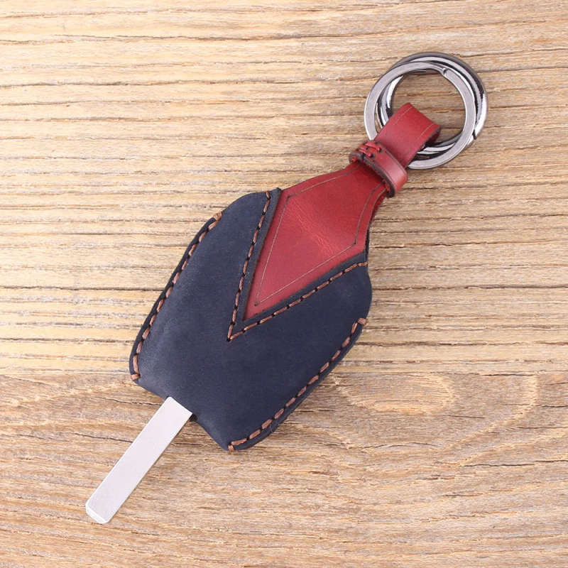 Remote Key Leather Key Case Fob 3 Button For Renault Kangoo II Clio III Protector Key Bag