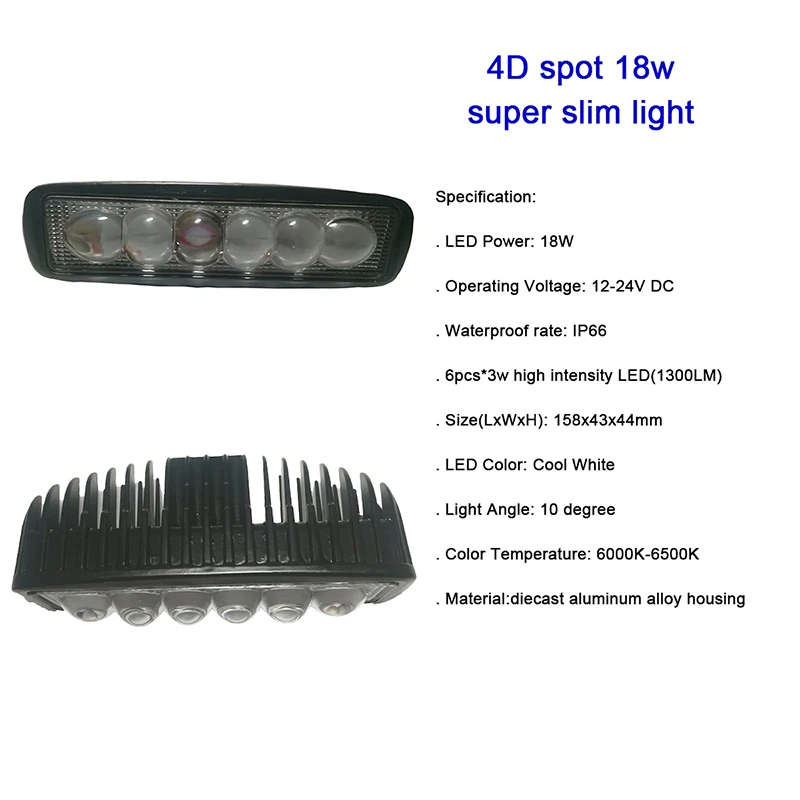 2 6 Slim 18W 6X3W LED Work Light Spot Beam ATV 4X4 Off-Road Light Lamp, Wholesale IP67 Fog driving Bar 4WD truck Car Epsitar LED Pencil Slim 18W LED Work offroad Light Flood Beam fog driving bar 4WD
