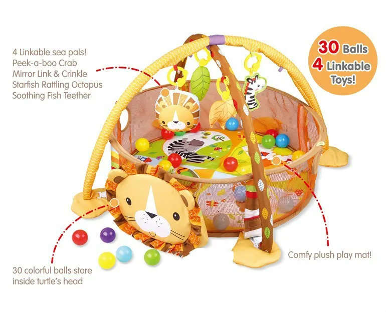 3 In 1 Baby Play Mat Round Lion Turtle Crawling B