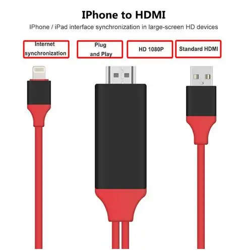 8 Pin to HDMI Converter Adapter For iPhone 5 5S 6 6s 7 plus iPad 4/Mini/Air MHL to HDMI 1080P HDTV Adapter AV USB Cable