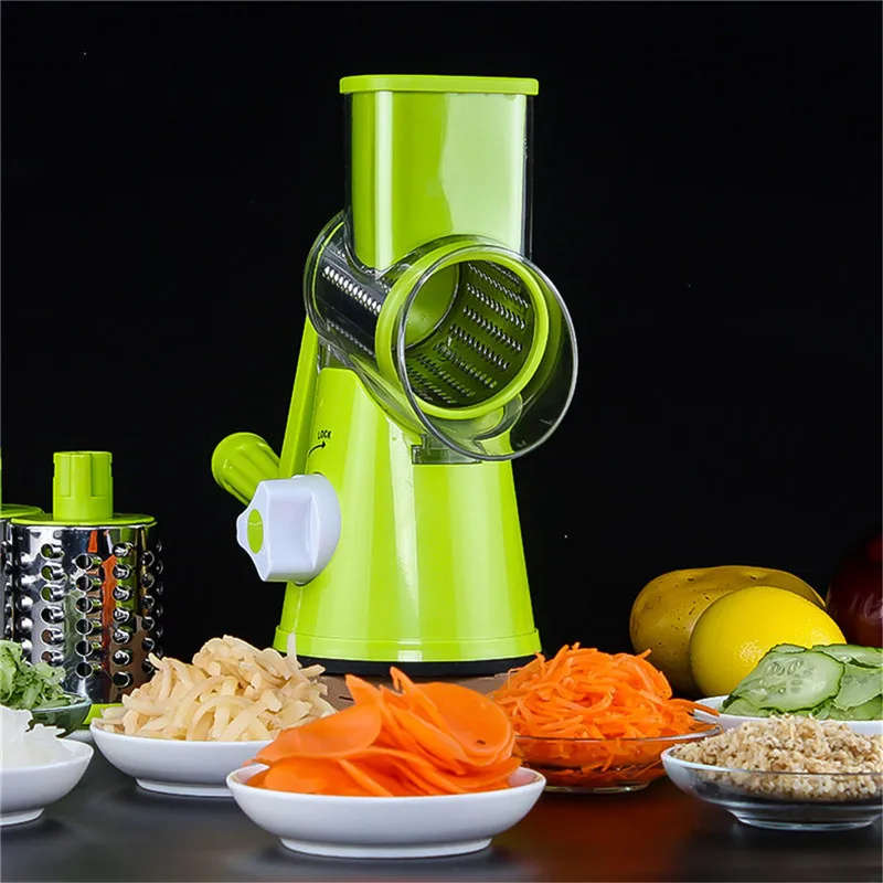 Tabletop Drum Grater Shredder Rotary With 3 Stainless Steel Rotary Blades Salad Slicer