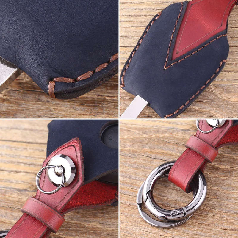 Remote Key Leather Key Case Fob 3 Button For Renault Kangoo II Clio III Protector Key Bag