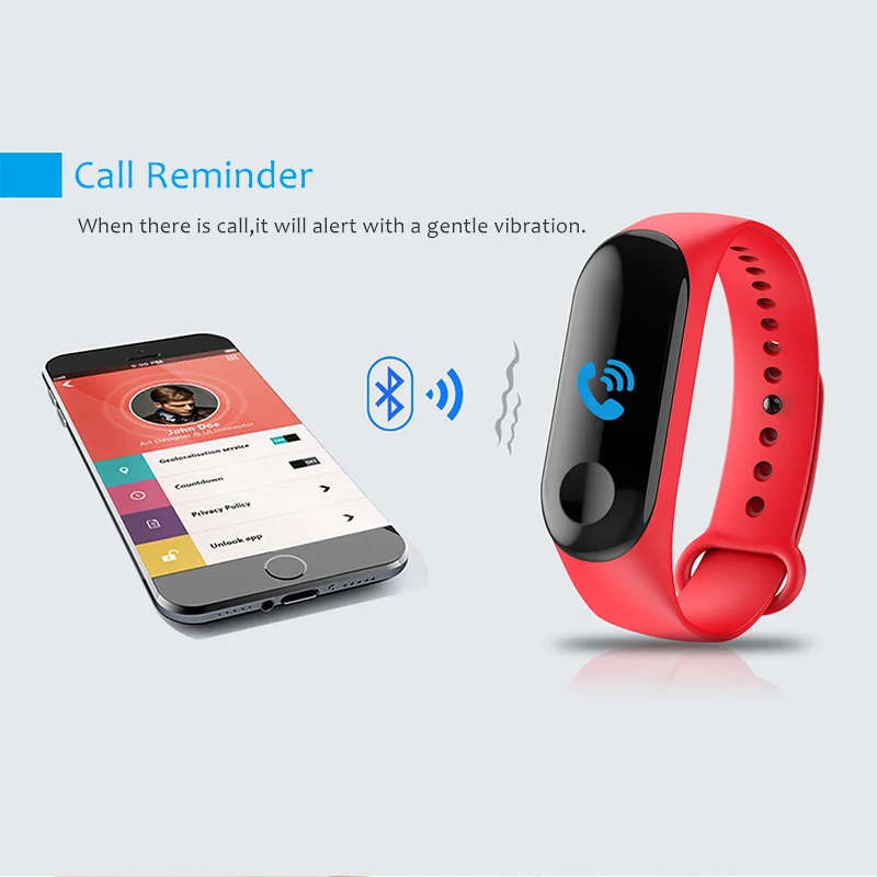 [LOCAL STOCK] M3 Smart Band Wristband Fitness Bracelet Big Touch Screen Color LCD Message