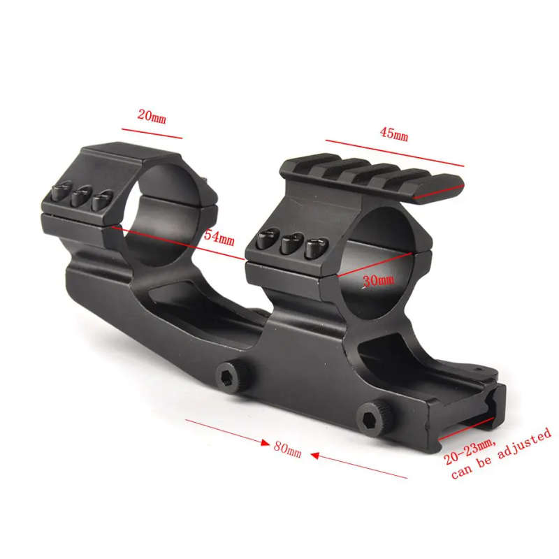 Tactical QD Cantilever 25.4mm to 30mm Rifle Scope Mount for 20mm Rails Triple Picatinny Sc