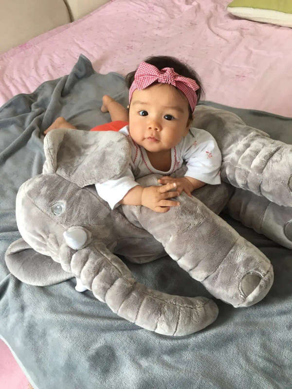 Elephant plush pillow with a blanket {Grey}