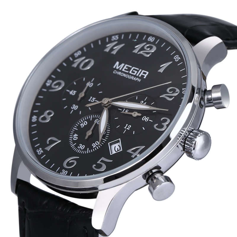 Megir Business Men Watch Top Luxury Brand Quartz Watch Fashion Men Clock Genuine Leather Waterproof Chronograph Relogio Masculi  (3)