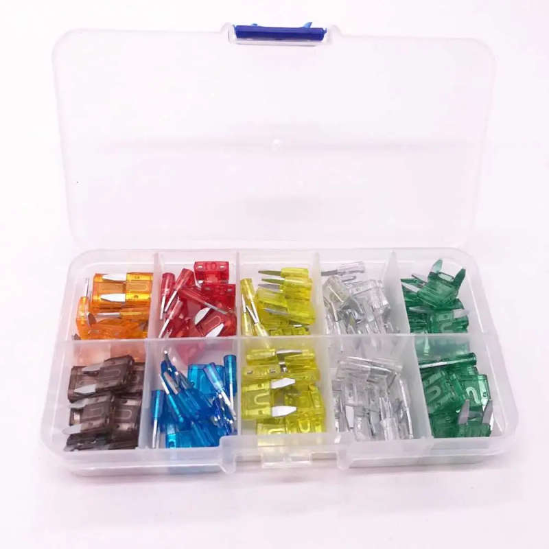 Viecar 100PCS MINI Car Fuses 5A 7.5A 10A 15A 20A 25A 30A Amp with Box Clip Assortment Auto Blade ...