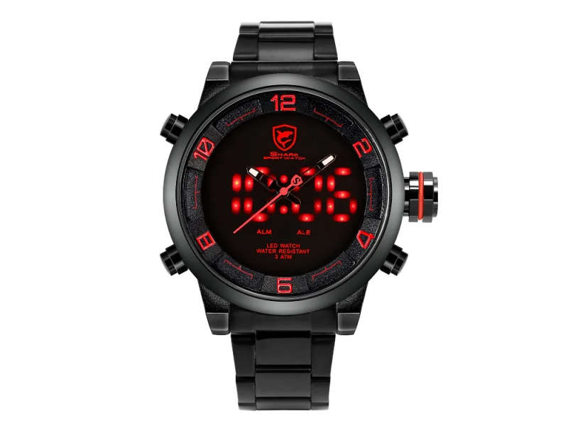 SHARK The Gulper shark Dual Analog/Digital Dual Movement 50MM Watch BRAND NEW