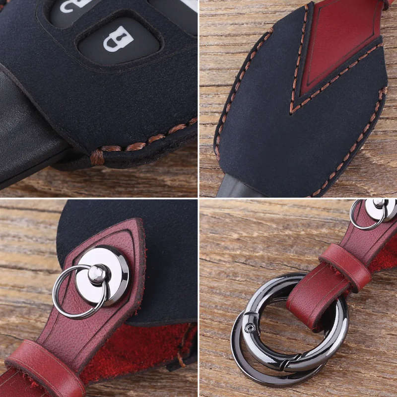 4 Button Key Fob Shell Case For SAAB 9-3 93 2003-2009 Leather Key Cover Keychain Car Key Bag Case