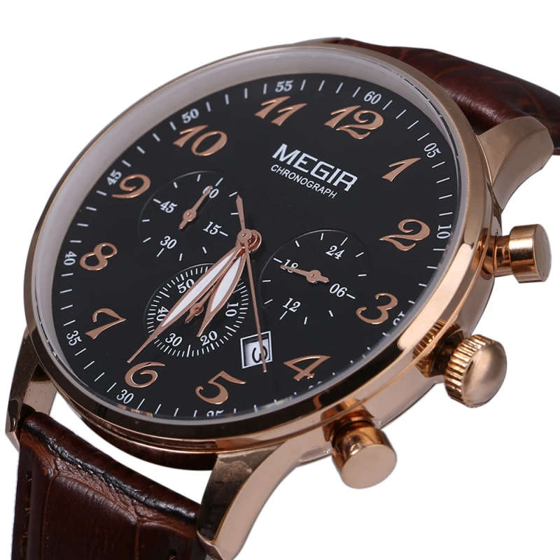 Megir Business Men Watch Top Luxury Brand Quartz Watch Fashion Men Clock Genuine Leather Waterproof Chronograph Relogio Masculi  (11)