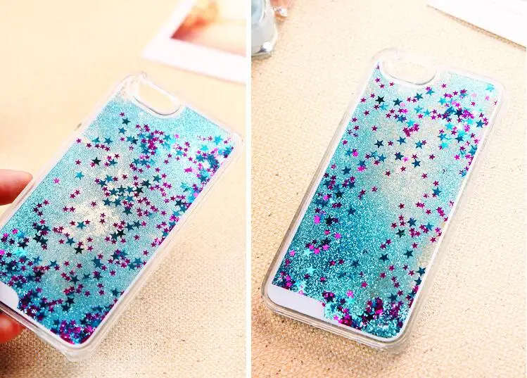 iPhone Blue Liquid Glitter Cover