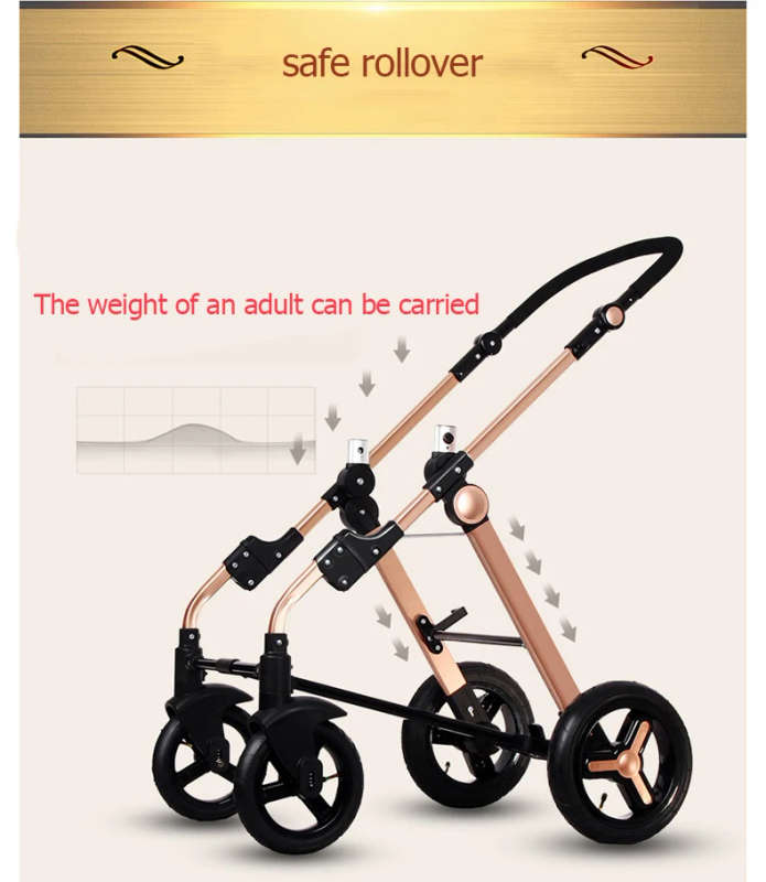 N2019 Gold baby stroller / baby pram 3 in 1 with Ultra light Convenience to travel withcar set strol