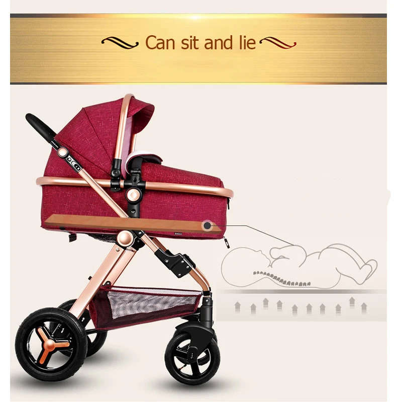 N2019 Gold baby stroller / baby pram 3 in 1 with Ultra light Convenience to travel withcar set strol