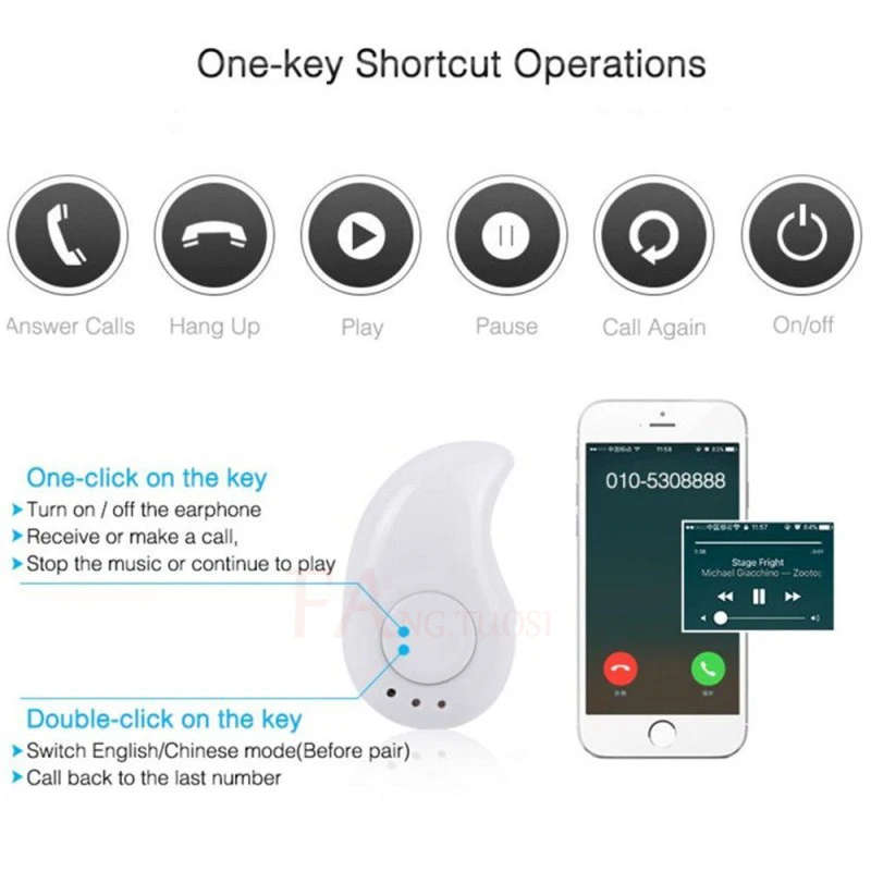 S530 Wireless Bluetooth Earphone Sports with Mic Earbuds  Headset Earphones Earpiece for iPhone 7