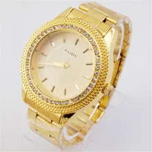 Aimecor Mens Diamond Dial Gold Steel