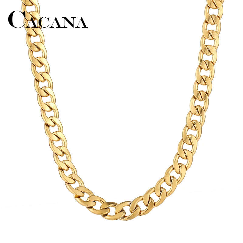 Genuine Stainless Steel Necklace For Man Women Gold Color