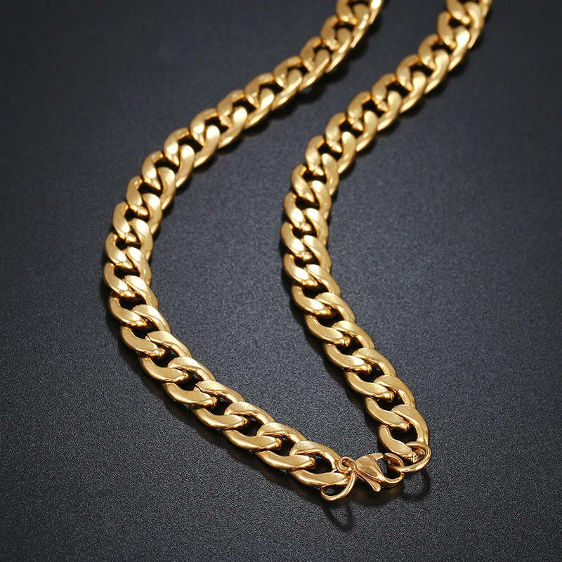 Genuine Stainless Steel Necklace For Man Women Gold Color